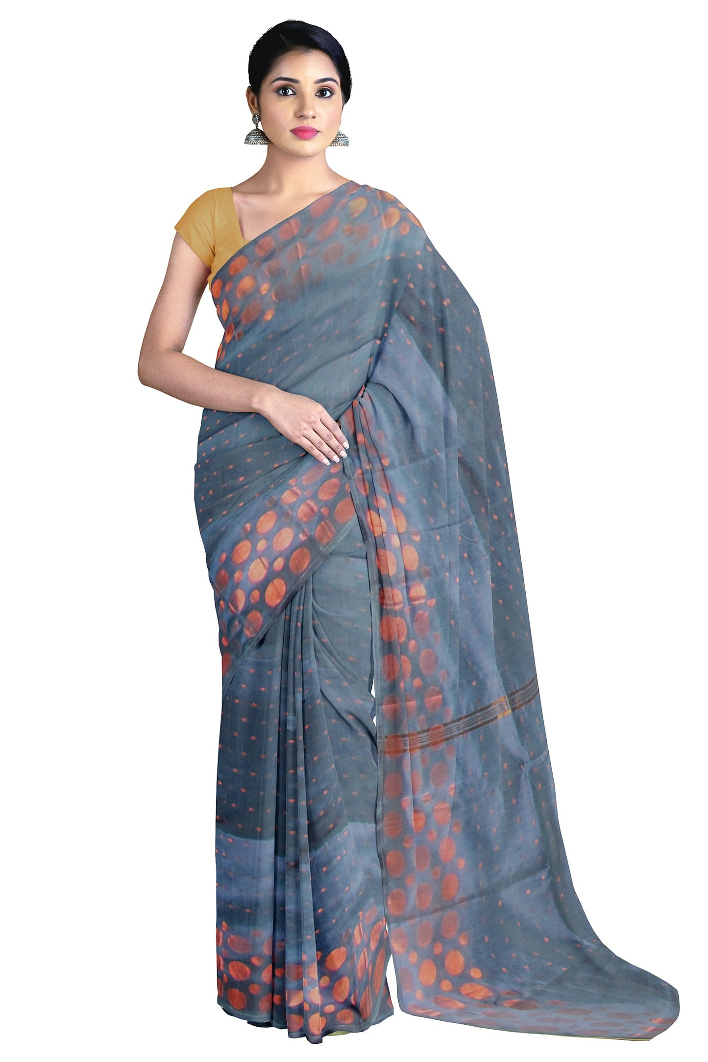 Handloom cotton saree on a grey base