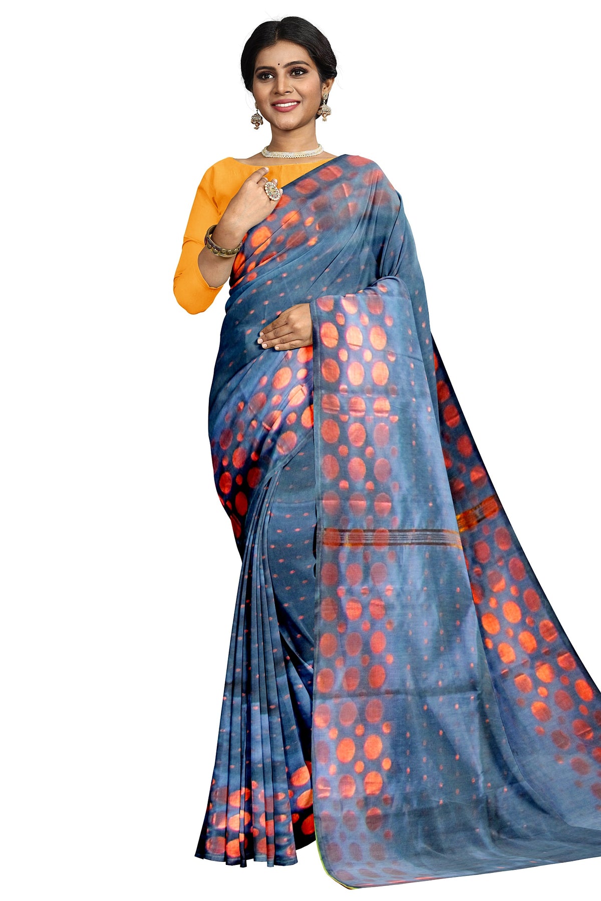 Handloom cotton saree on a grey base