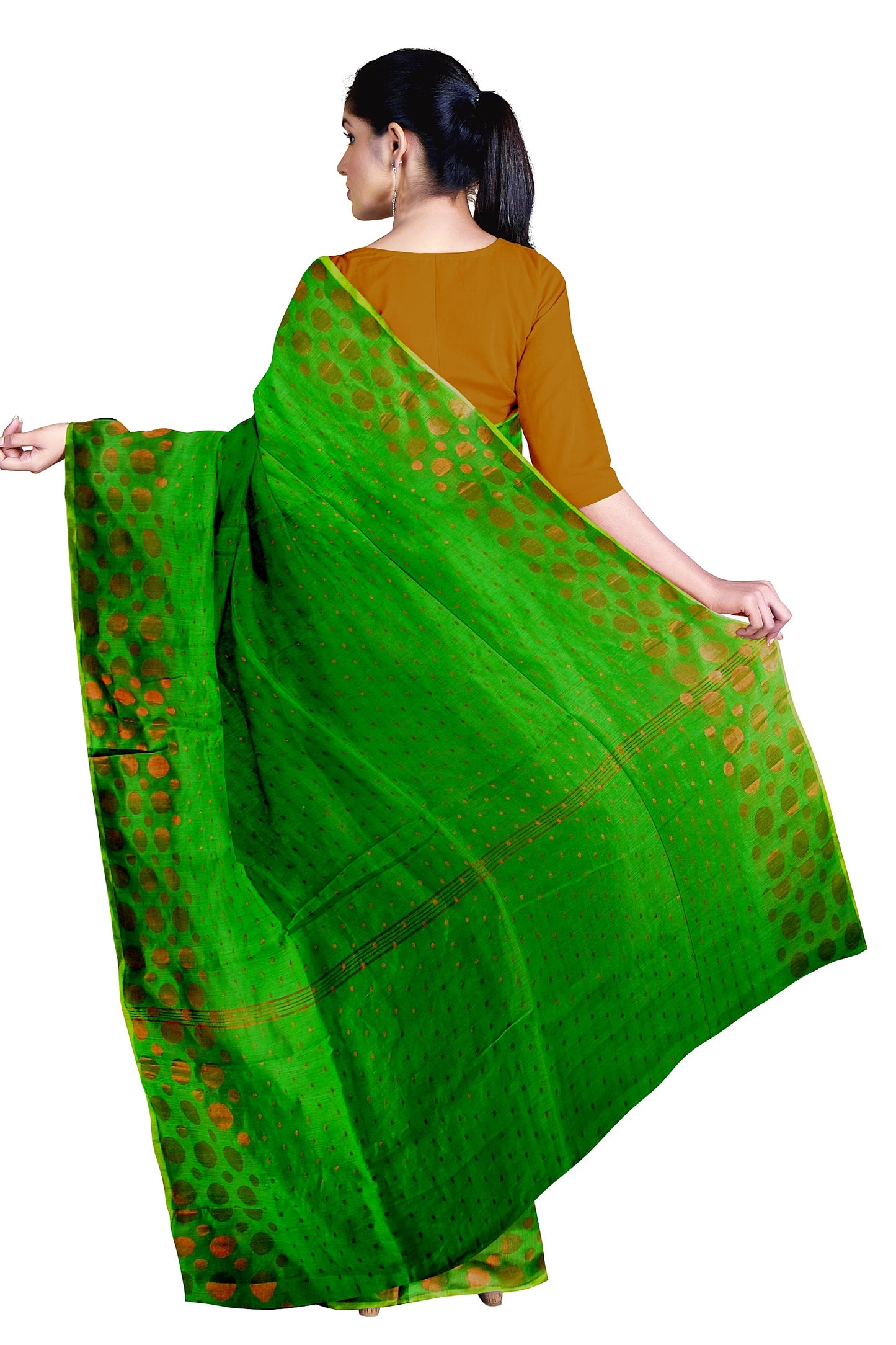 Handloom saree on a green base