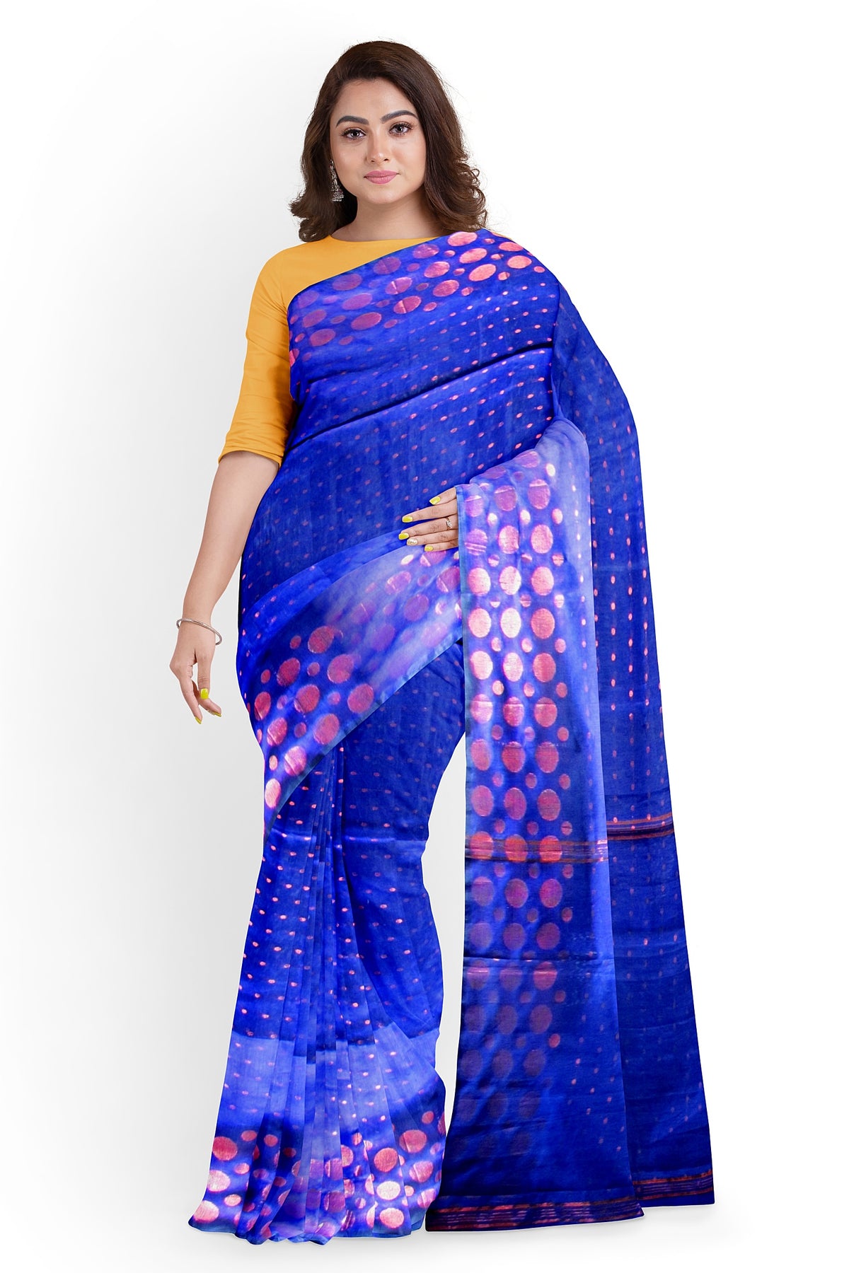 Handloom saree on a blue base
