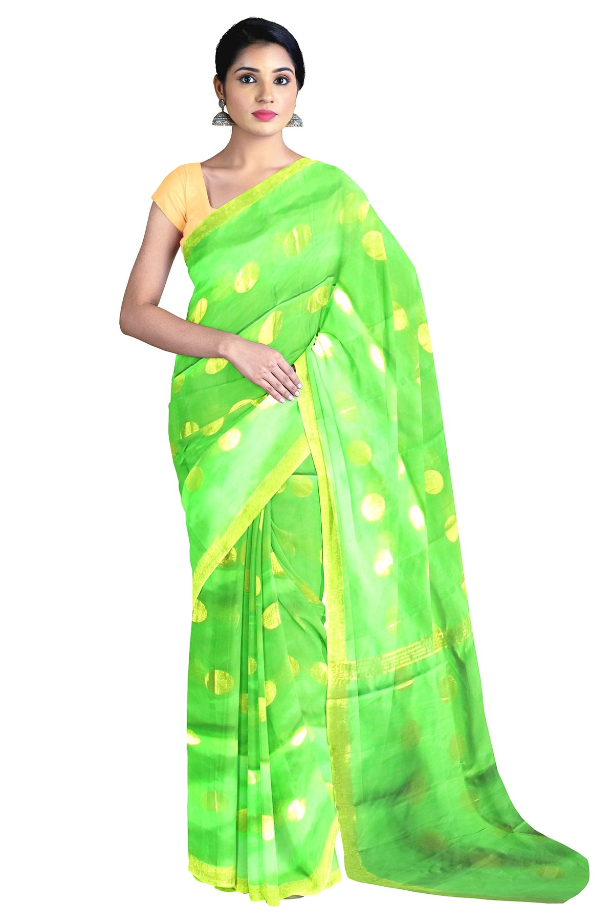 Handloom saree on a green base