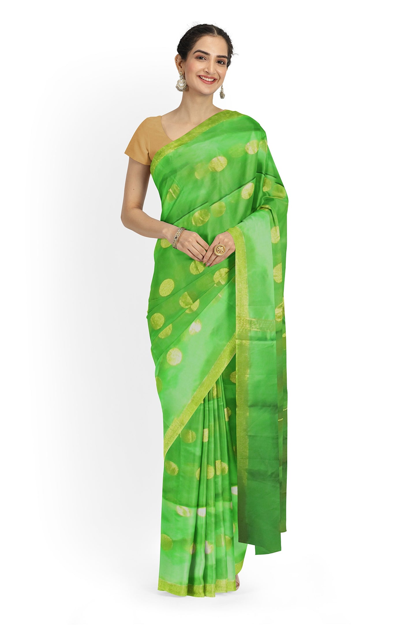 Handloom saree on a green base