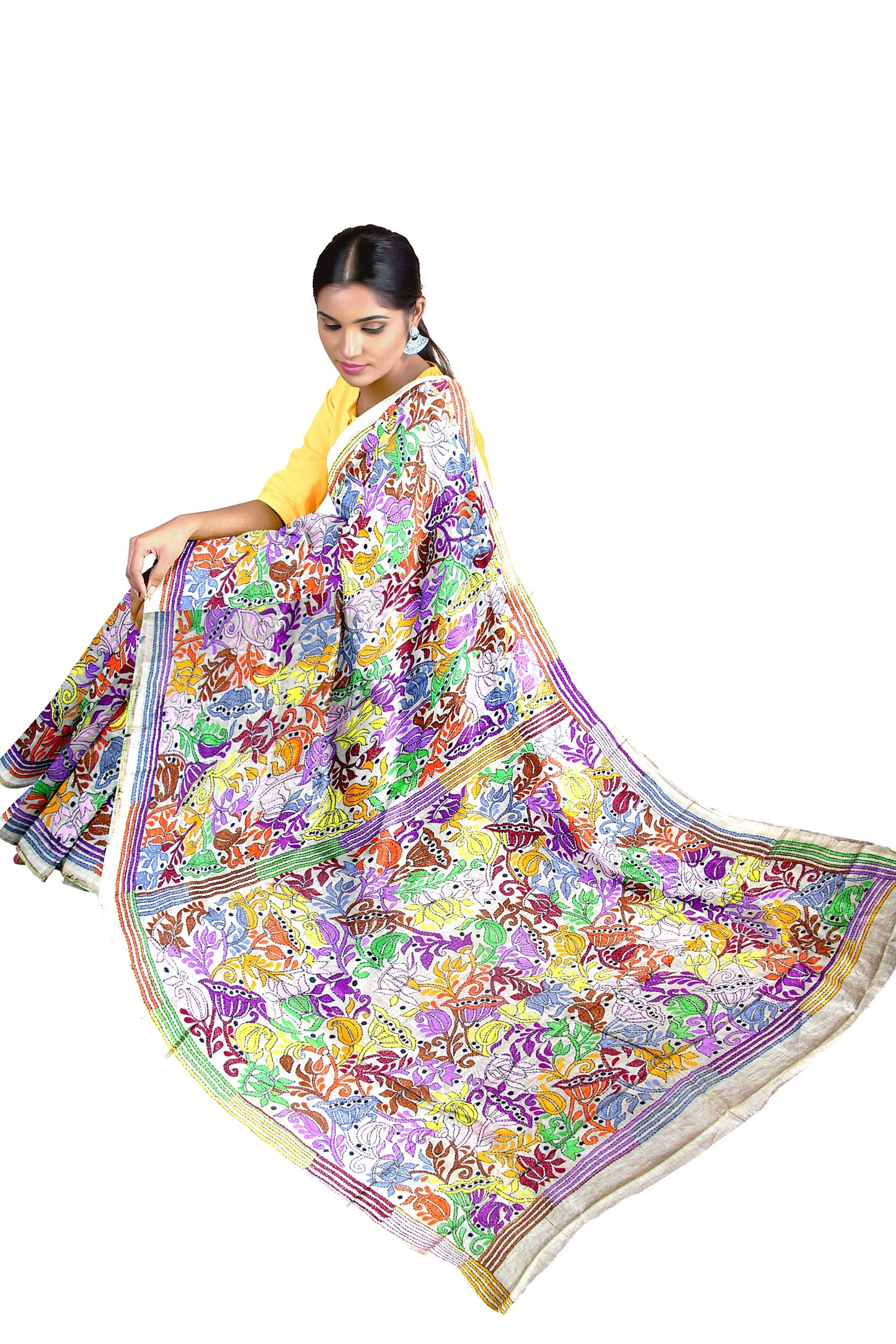 Embroidered silk saree