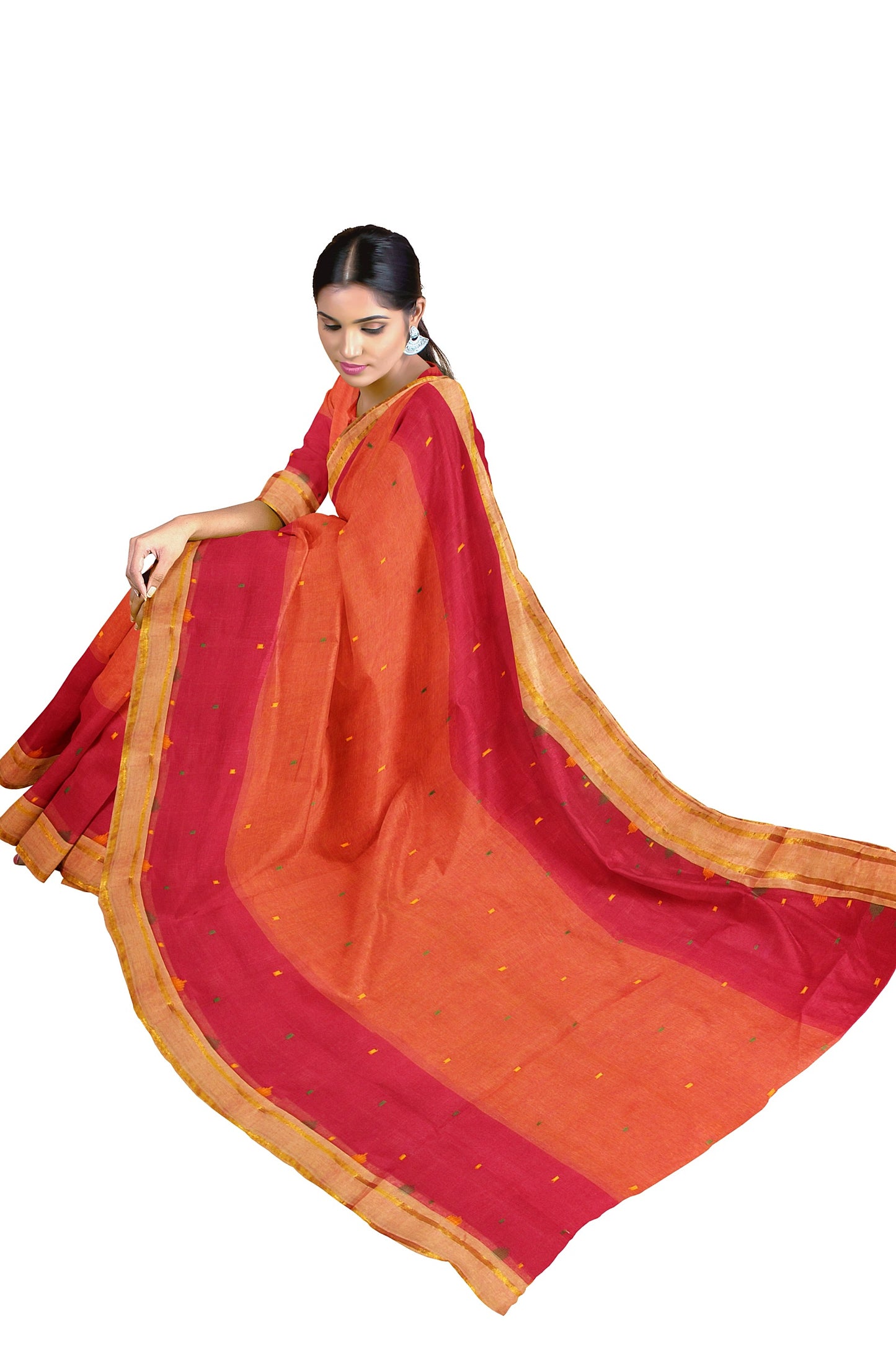 A red base handloom saree