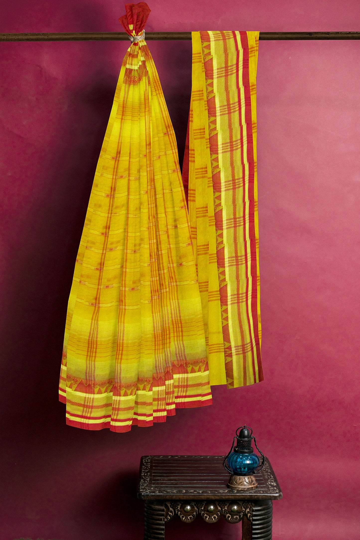 An yellow and red tant saree