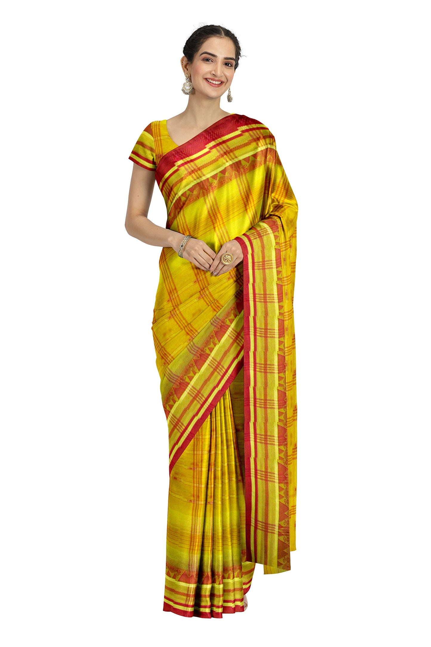 An yellow and red tant saree