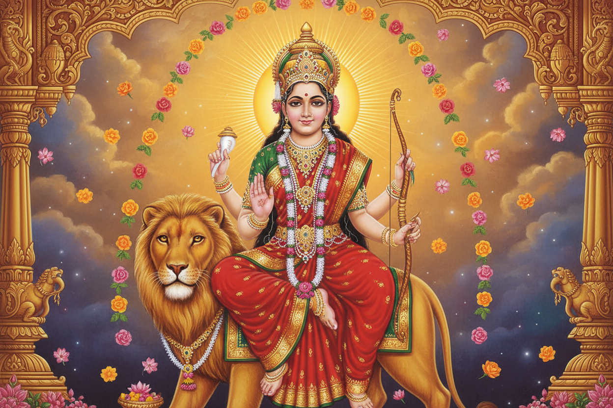 Can you create an image of goddess Jagadhatri in 1536 * 1024 pixels size?
