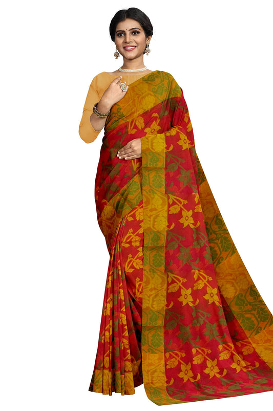Jamdani Sari on a Burnt orange base