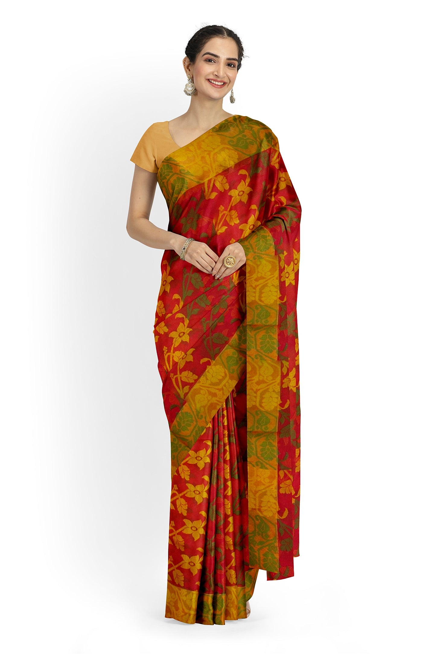 Jamdani Sari on a Burnt orange base