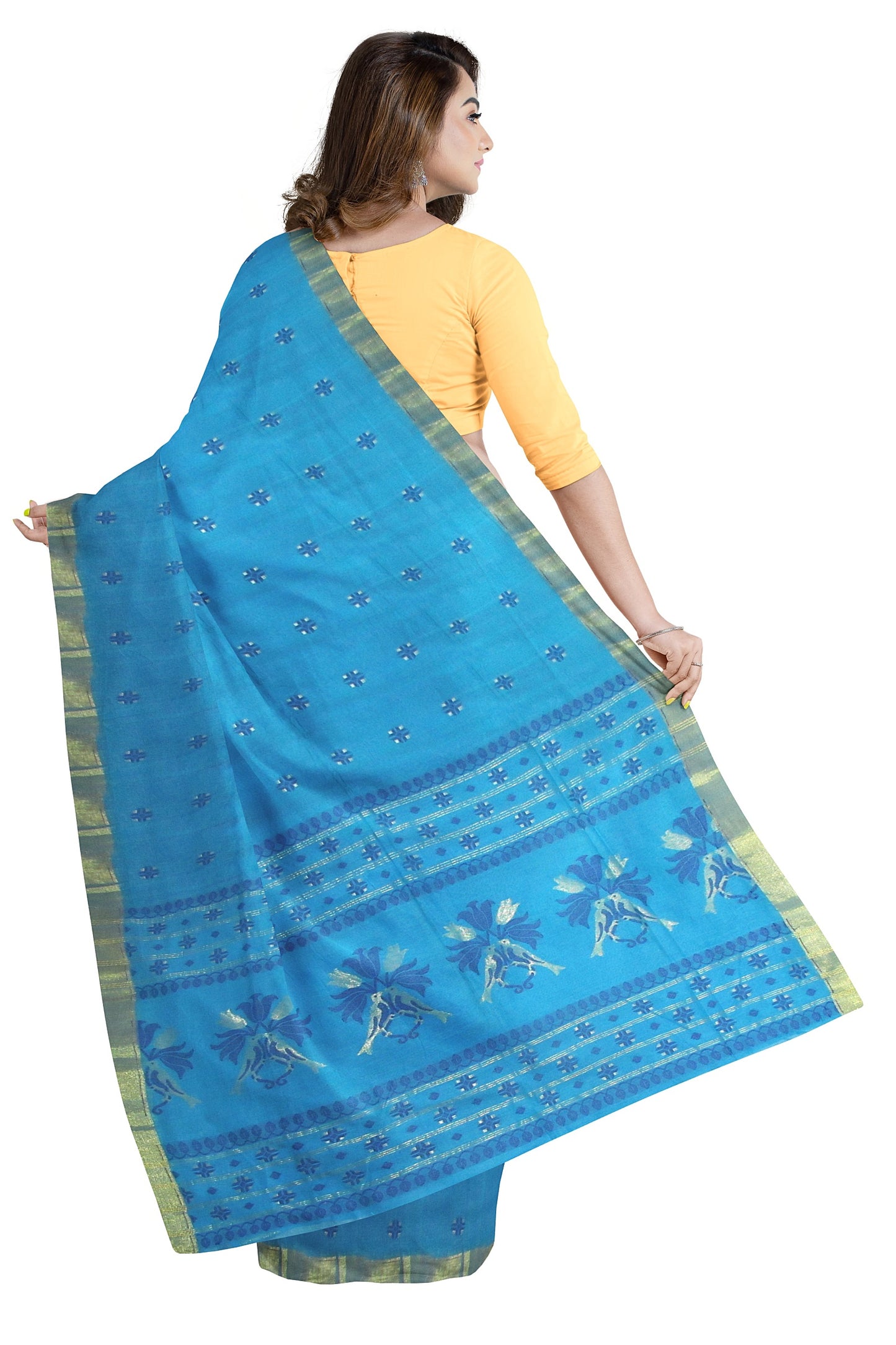 The blue zari handloom saree