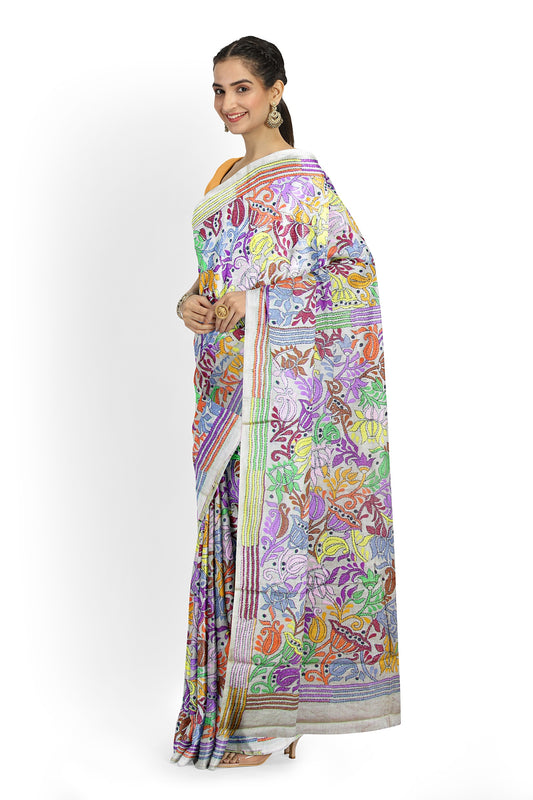 Embroidered silk saree